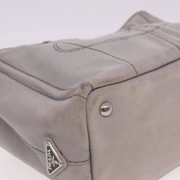 PRADA Canapa PM Hand Bag Canvas Gray Auth 78451 - Picture 14 of 16